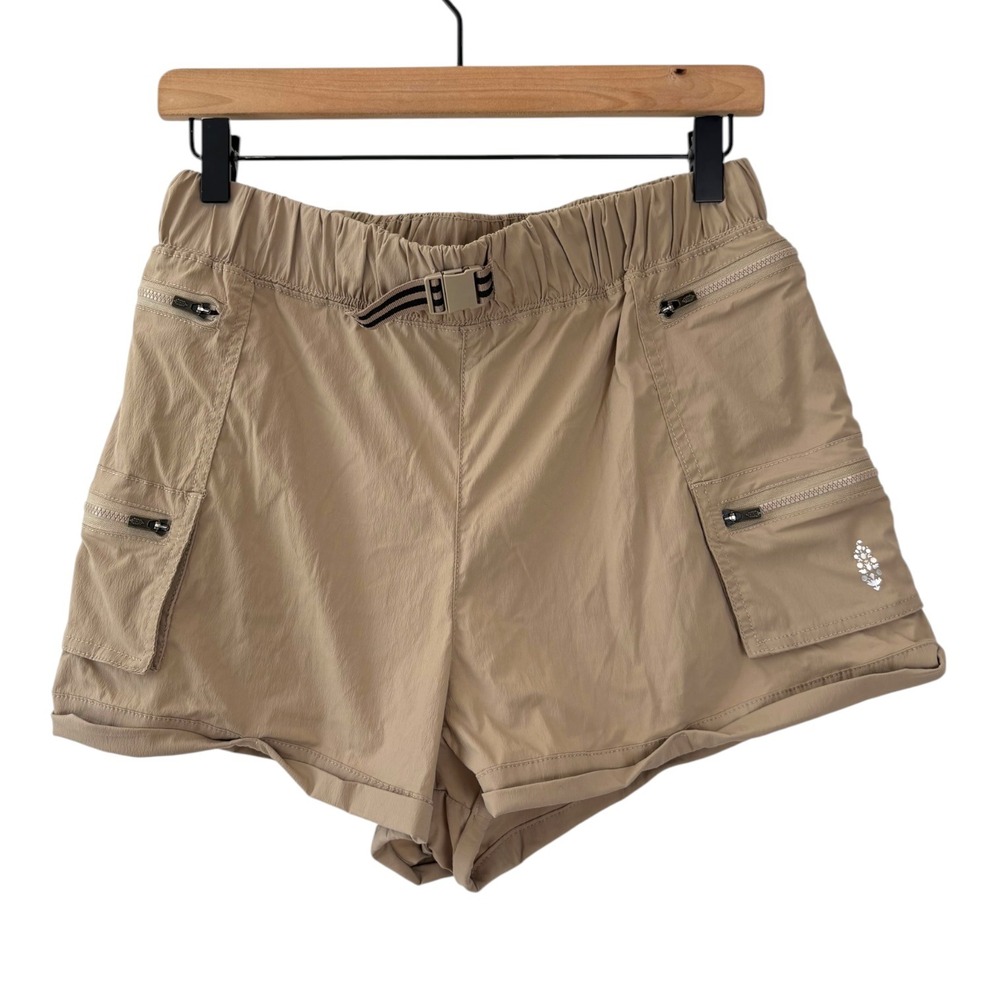 Free People Movement Get Your Run On Cargo Shorts Tan Khaki‎ Hiking Athletic S - Picture 2 of 5